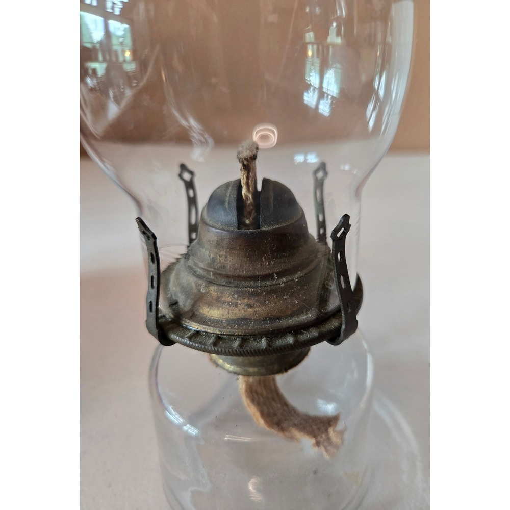 Antique Empire No 2 Oil Lamp Clear Glass Kerosene Lamp Chimney Complete - Picture 6 of 15